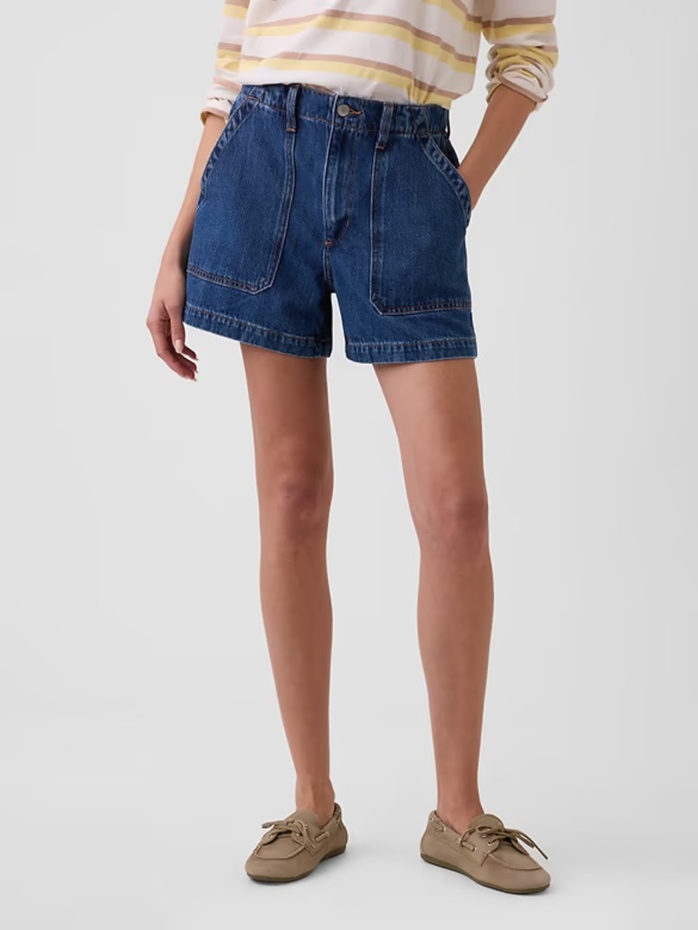 GAP Soft Denim Utility Shorts in Dark Wash Size Medium MSRP $60